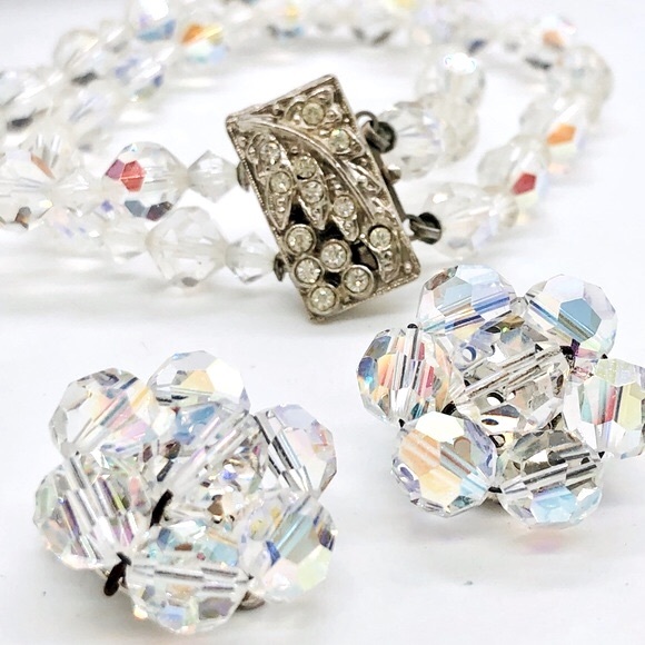 Vintage Art Deco Aurora Borealis Rhinestone Jewelry - Picture 8 of 10